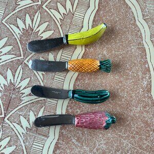 Vintage MCM Novelty Table Setting Fruit Themed Cheese Spreaders
